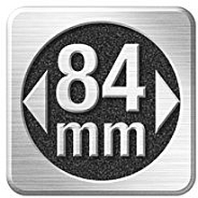 Ein Symbol mit Abmessungen: 84 mm mit Pfeilen in beide Richtungen.