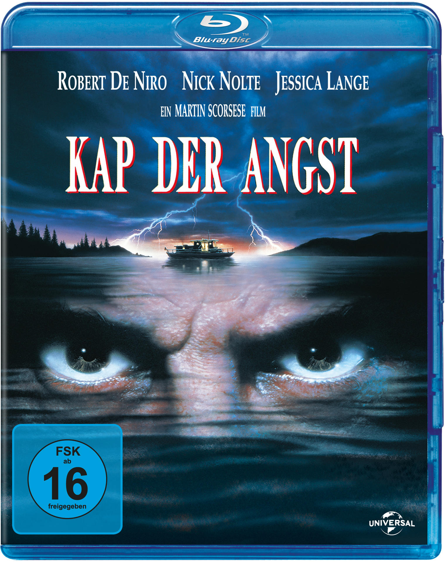 Filmcover mit zwei Augen, einem Boot und Text auf Deutsch.