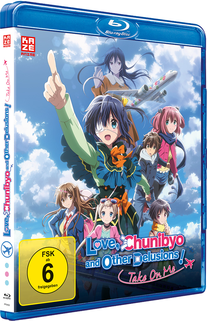 Anime Blu-ray Cover mit Anime-Charakteren, blauem Himmel und dem Titel Love, Chunibyo and Other Delusions!