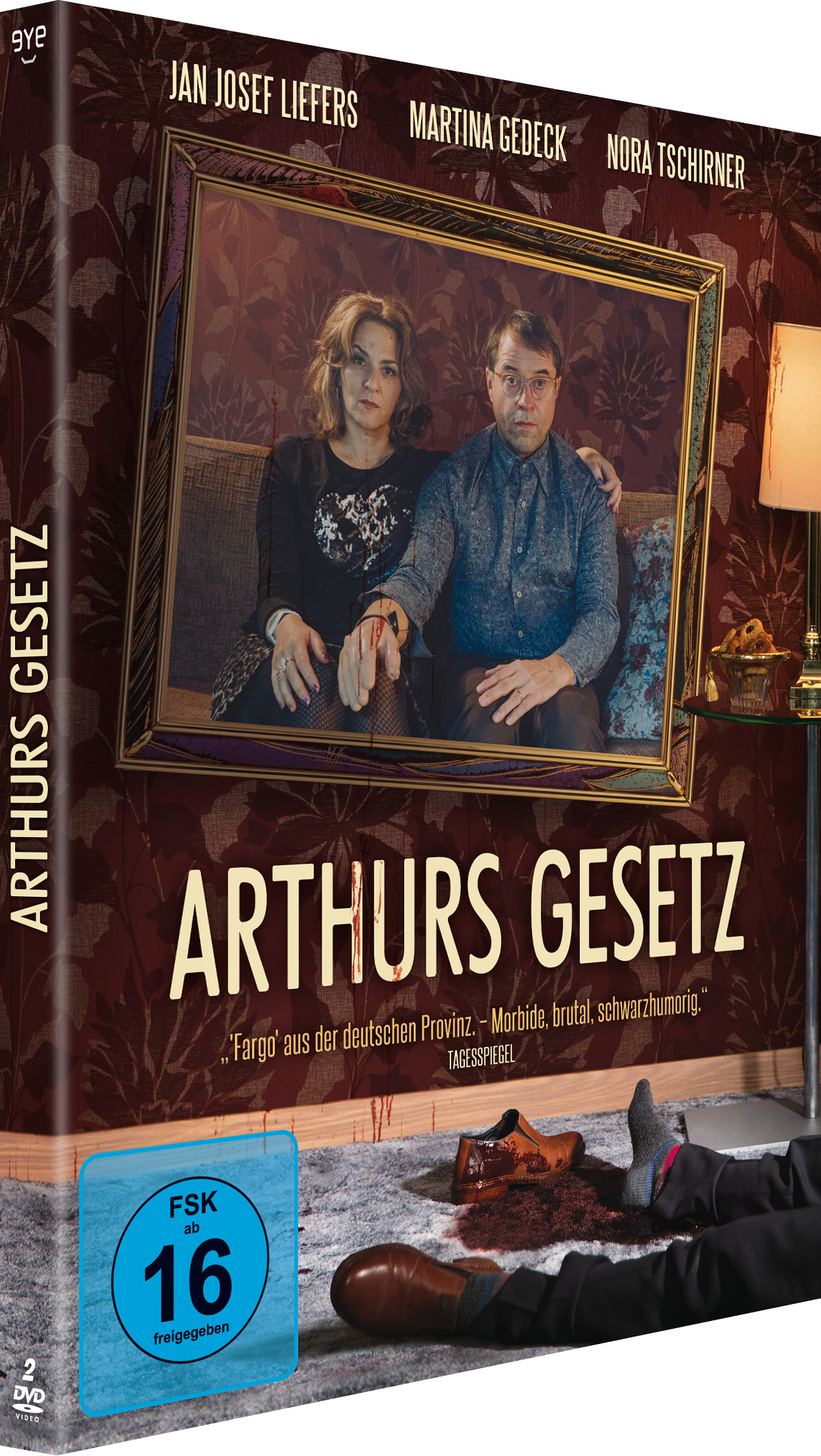 DVD-Cover. Ein gerahmtes Bild eines Paares, der Filmtitel steht darunter. Blut auf dem Boden. Altersfreigabe: 16.