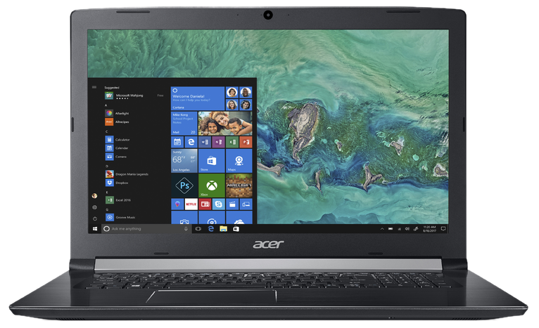 ACER Notebook Aspire 5 A517-51G-55DG, schwarz (NX.GVQEG.019) Notebook, 17,3 Zoll, Full-HD, Intel® Core™ i5-8250U Prozessor
(6 MB Cache, bis zu 3.40 GHz), 8 GB, 256 GB SSD + 1 TB HDD
