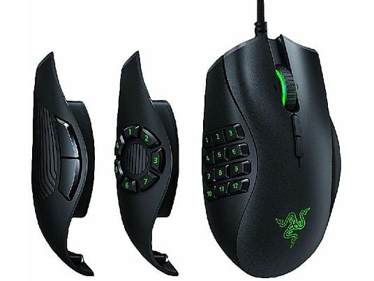 Ratón gaming - Razer Naga Trinity, 16000DPI, USB, Óptico, 19 botones personalizables, Negro y verde