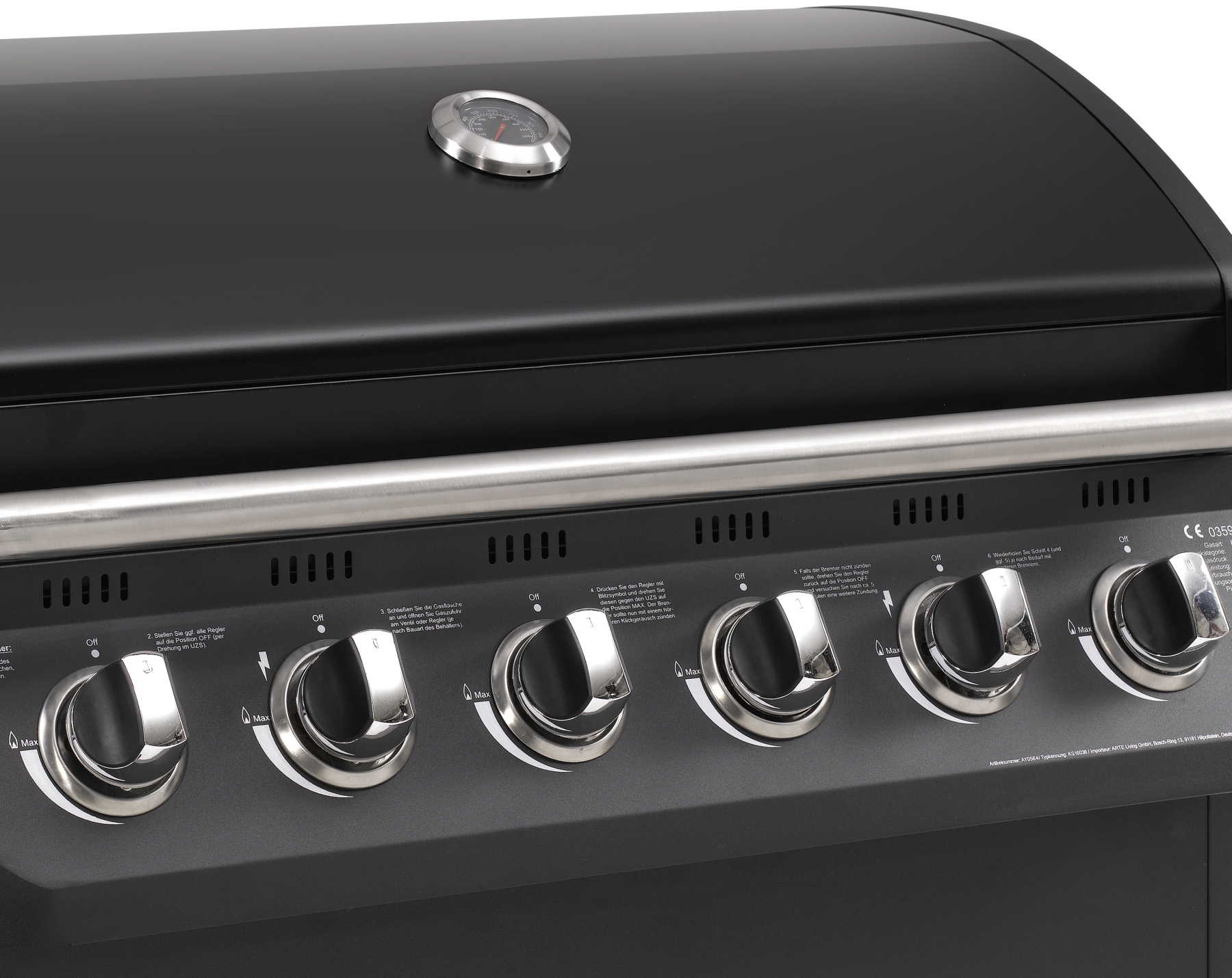 EL FUEGO AY 564 Columbus 6 + 1 Gasgrill, Schwarz (21080 Watt)
