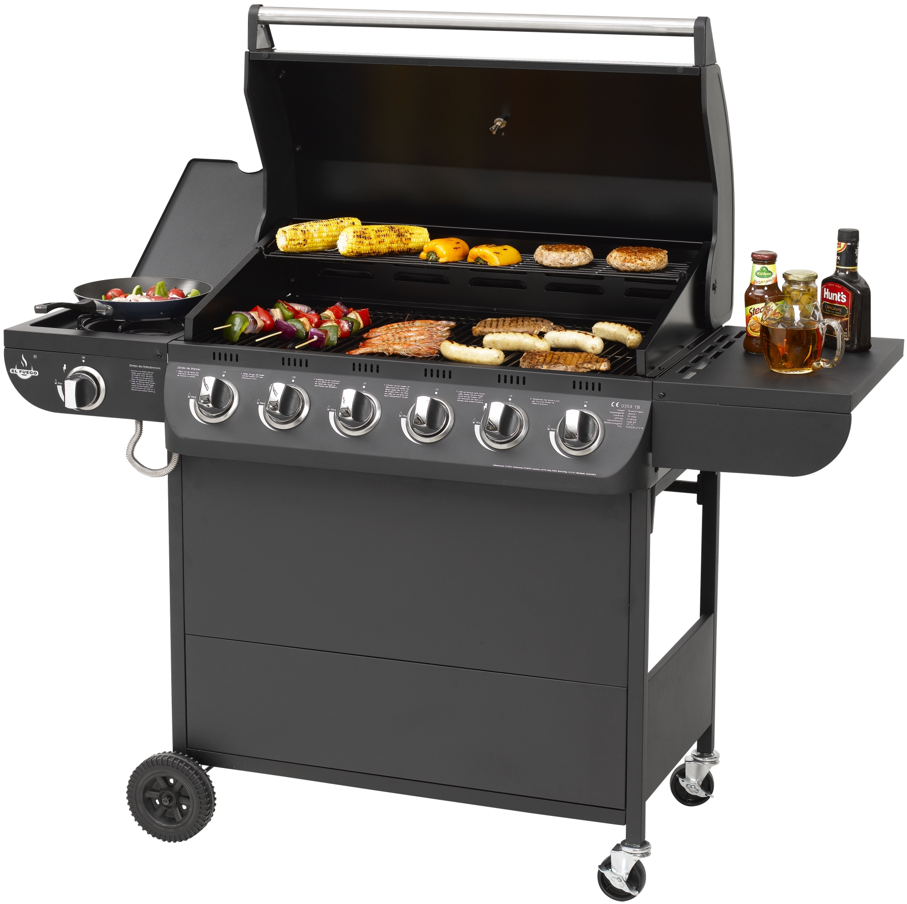 EL FUEGO AY 564 Columbus 6 + 1 Gasgrill, Schwarz (21080 Watt)