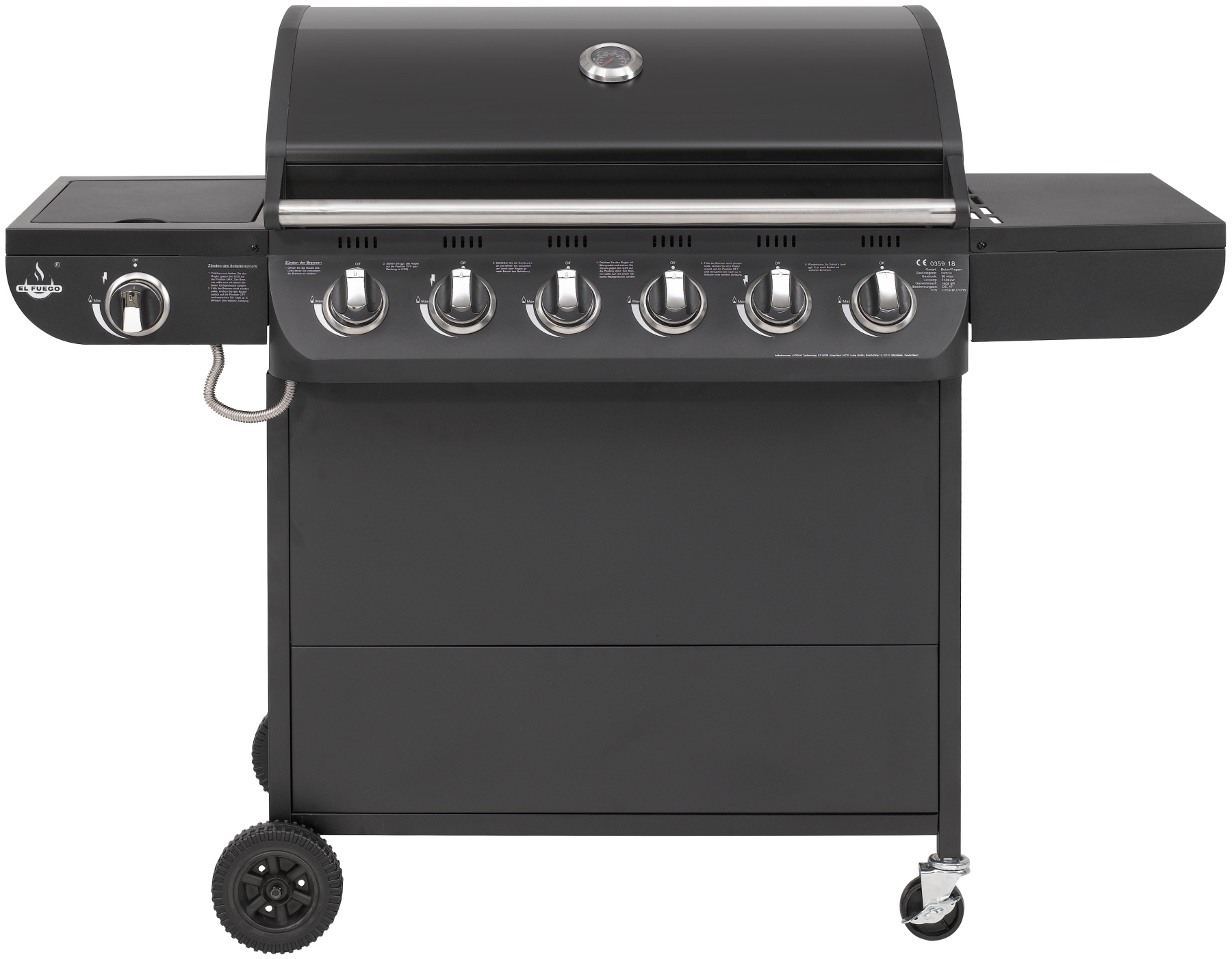 EL FUEGO AY 564 Columbus 6 + 1 Gasgrill, Schwarz (21080 Watt)