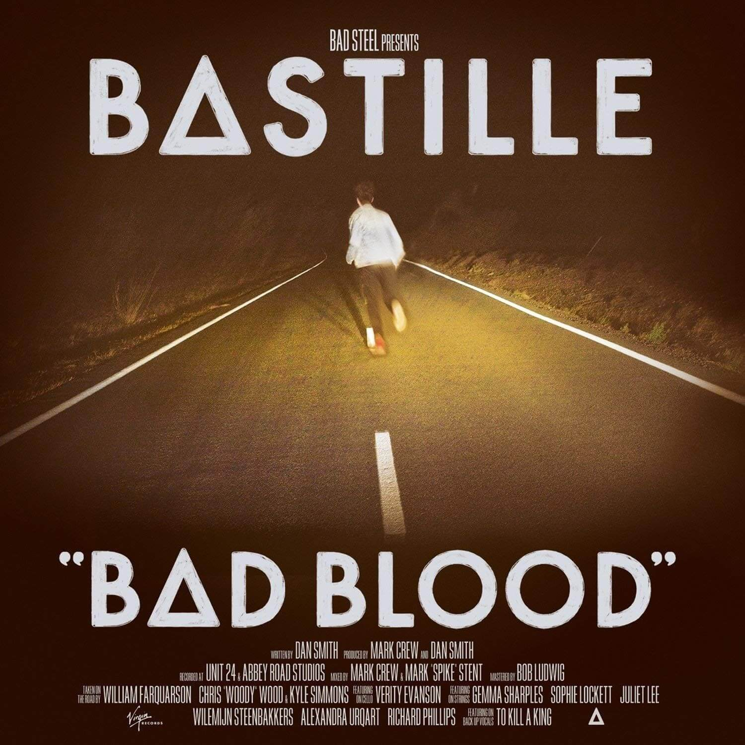 Affiche de film avec le titre 'BASTILLE' et un homme courant sur une route. Ambiance sombre.