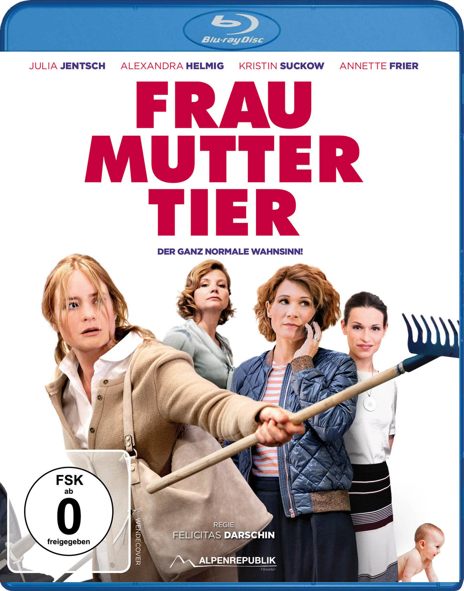 Blu-ray Cover: Vier Frauen, eine hält eine Harke, mit einem Baby. Titel: Frau Mutter Tier.
