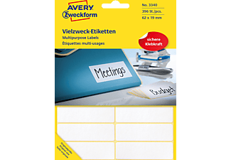 AVERY ZWECKFORM 3340 Universaletiketten 62 x 19 mm 62 x 19 mm  396 Etiketten / 33 Bogen