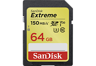 SANDISK SDXC Extreme kártya 64GB, 150MB/s V30 UHS-I U3