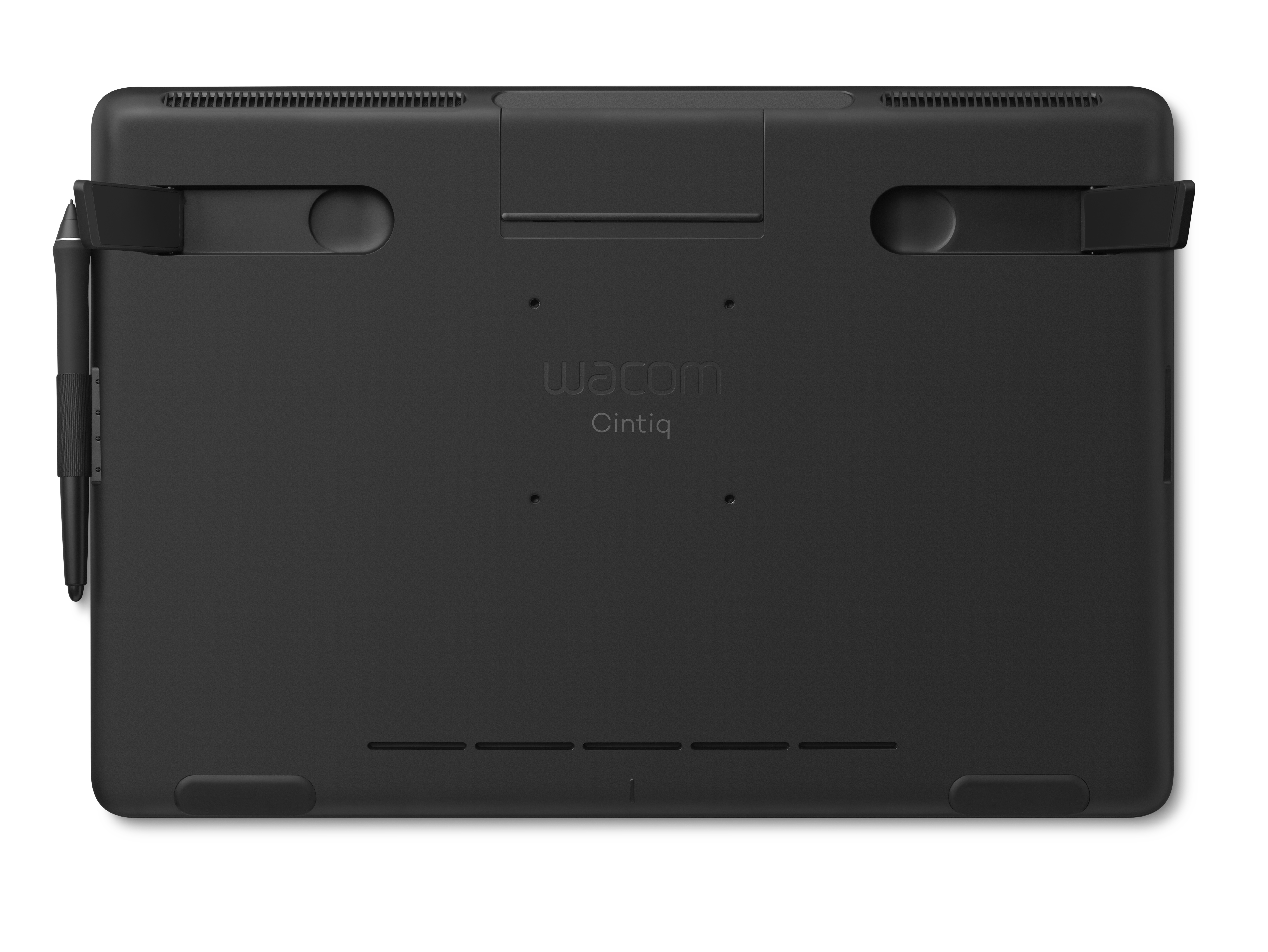 Ein schwarzes Wacom Cintiq Tablet mit einem Stift an der Seite.