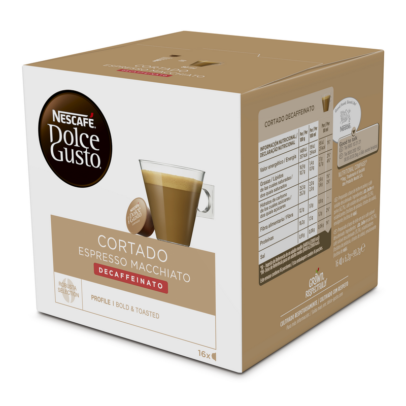 Cápsulas monodosis - Dolce Gusto Cortado Decaffeinato, 16 cápsulas