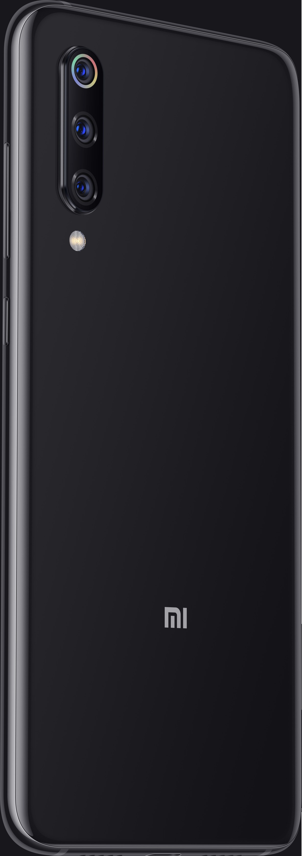 Schwarzes Xiaomi-Smartphone. Drei Kameras auf der Rückseite, vertikal ausgerichtet.