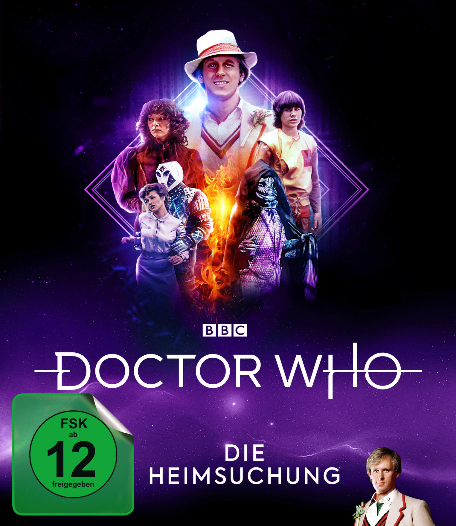 DVD-Cover von Doctor Who: Die Heimsuchung mit Charakteren und Logo.