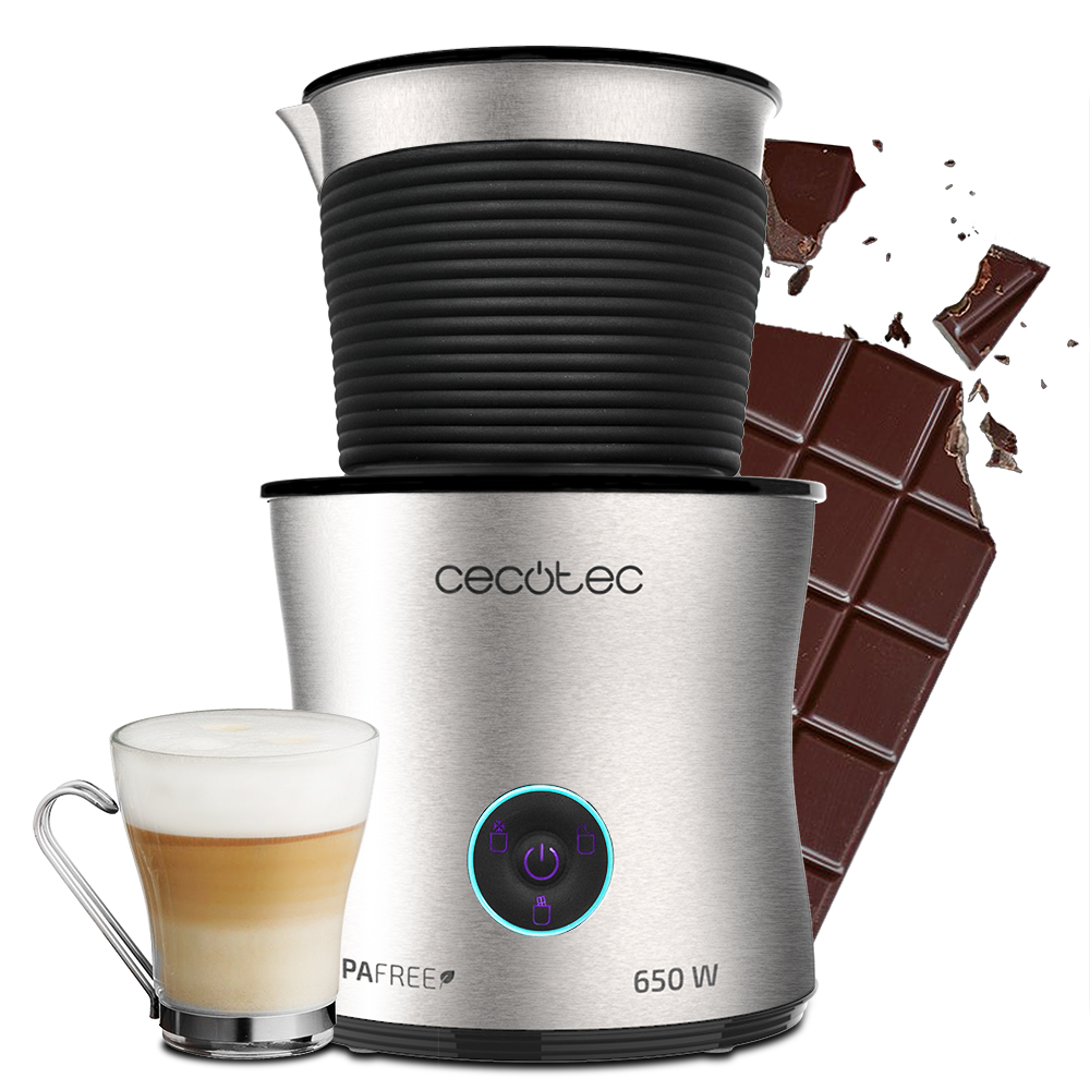 Espumador Power Moka 5000 moca de leche 5000. 4 en 1 prepara chocolate jarra apta para lavavajillas 650 w capacidad 200 ml modos funcionamiento caliente acero 360º