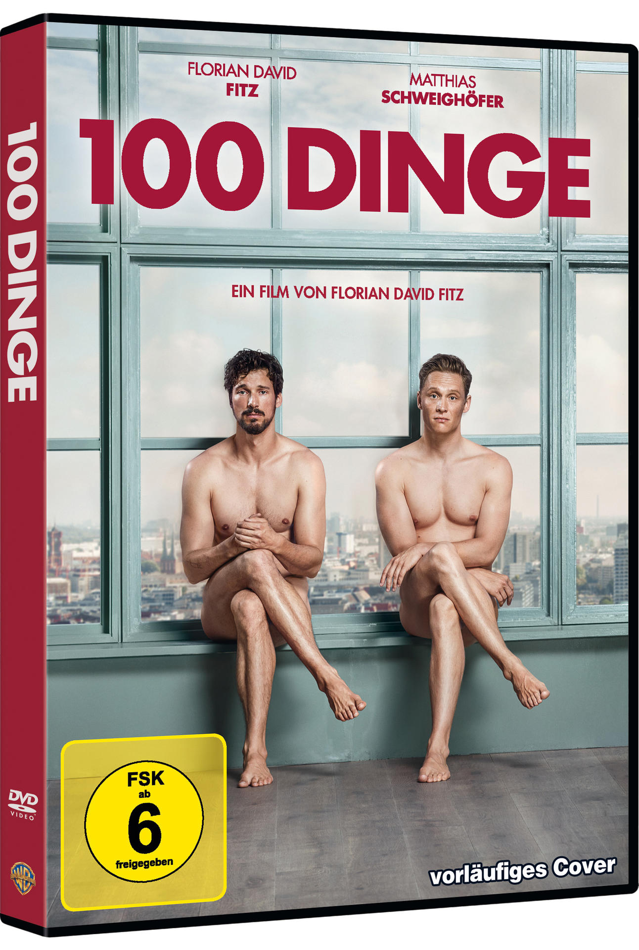 DVD-Cover von 100 Dinge, mit zwei Männern ohne Hemd vor einem Fenster.