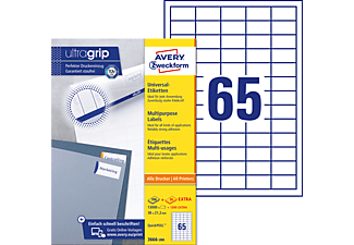 AVERY ZWECKFORM 3666-200 UNIVERSAL-ETIKETTEN PERMANENT 38X21,2MM 38 x 21,2 mm 38 x 21,2 mm A4  14.300 Etiketten / 220 Bogen