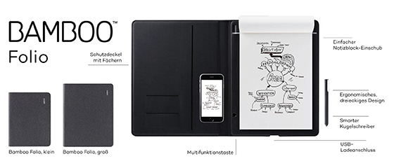 WACOM Bamboo Folio, groß Smartpad Grau/Grau