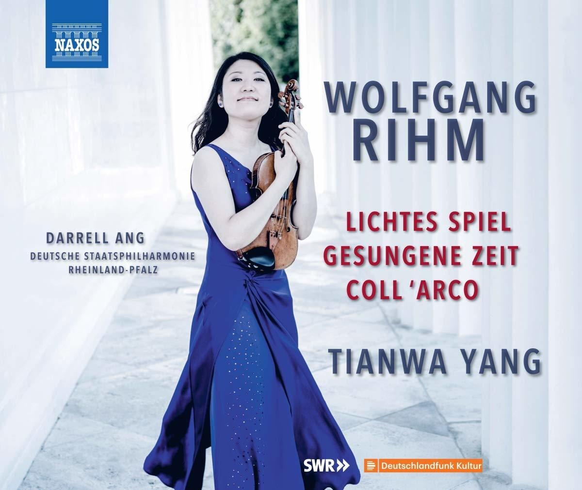 Eine Frau hält eine Geige. Text auf dem Cover eines Albums.