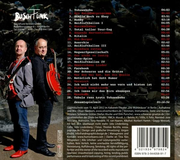 Musikkabarett Schwarze Grütze - TabularasaTrotzTohuwabohu! (CD) 