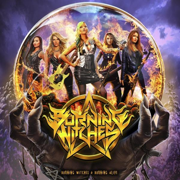 Albumcover: Bandmitglieder in Leder- und Metallkleidung, mit einem Flammenhintergrund.
