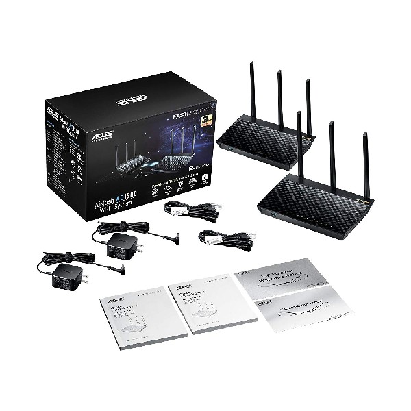 Kit de Routers - ASUS AiMesh WiFi System AC1900, AiProtection Pro, QoS, Mesh Roaming, Triple VLAN