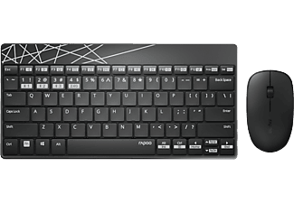 RAPOO 8000M Compact Multi-Mode Trådlöst Tangentbord & Mus - Svart
