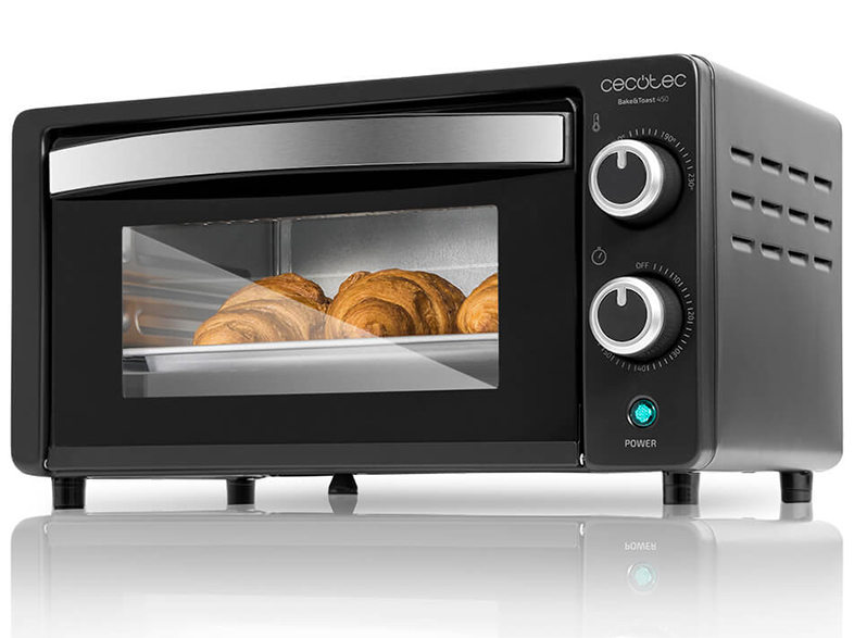 Horno Sobremesa De conveccion cecotec 10l 1000w negro toast 450 capacidad 10 litros 1000 temperatura hasta 230ºc y tiempo 60 minutos perfecto para panini bollería and ceotec puerta doble cristal toast450