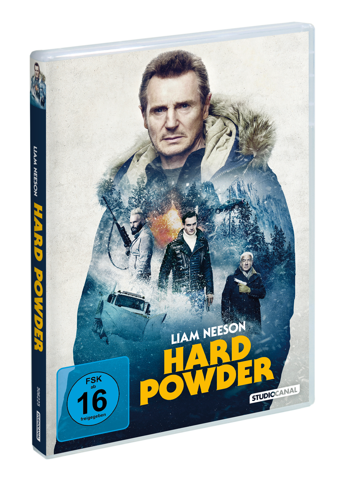 DVD-Hülle des Films 'Hard Powder' mit Liam Neeson auf dem Cover.