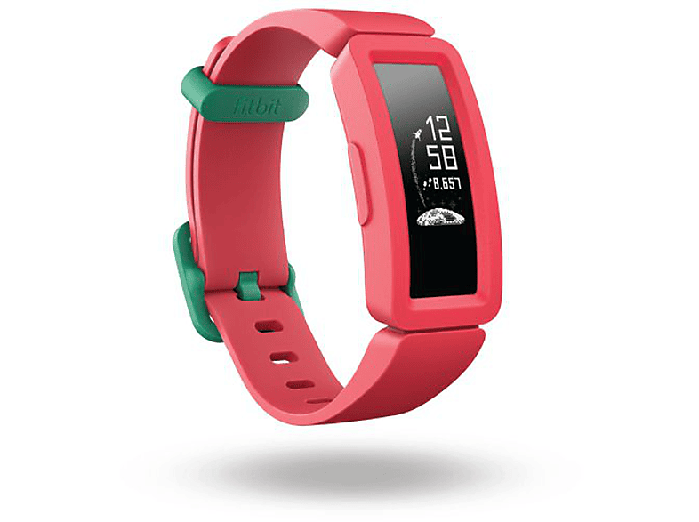 Pulsera de actividad - FITBIT Ace 2, Resistente al agua, Cuenta infantil, Sandía y menta