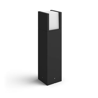 REACONDICIONADO B: Pedestal / sobremuro exterior negro LED inteligente - Philips Hue Fuzo, luz blanca cálida regulable