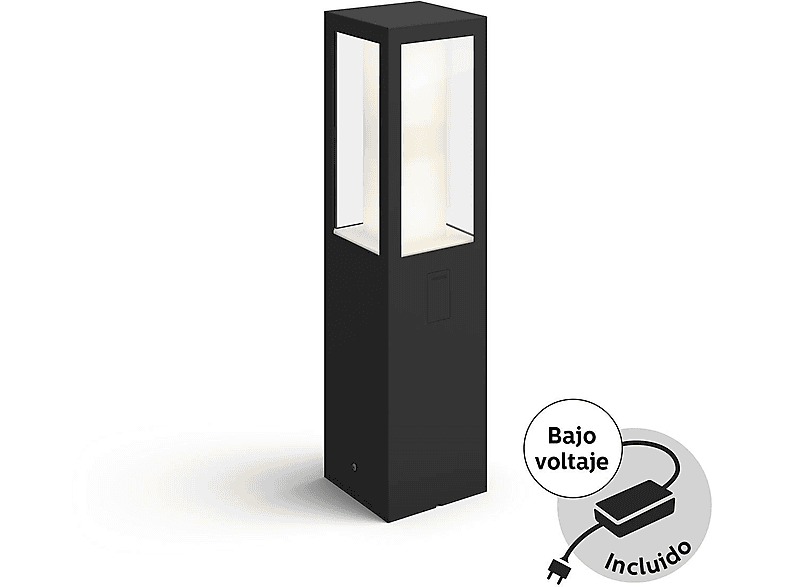 Iluminación Inteligente Philips by signify blanco y color impress pedestal 1743430p7 sobremuro hue bajo voltaje led exterior negro white and ambiance lampara lámpara luz colorida cristal 19 kg tipo 8w de compatible con amazon alexa google assistant ip44 baliza luminosa 16w forma 40×10 cm. integrado blancomulticolor. sistema terraza