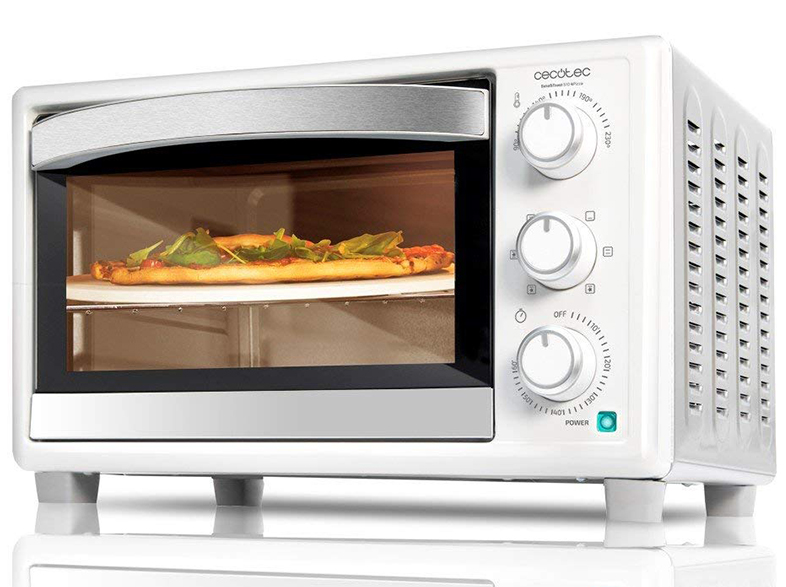 Mini Horno Cecotec bake toast 610 26 1500w luz interior piedra para pizza y blanco sobremesa 4pizza. 1500 de cocina 4pizza