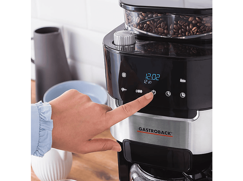 Gastroback 42711 Grind & Brew Pro Kaffeemaschine Edelstahl/Schwarz