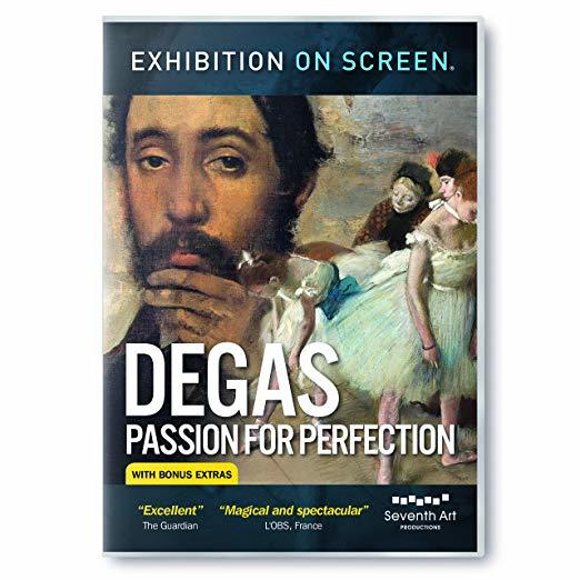 Eine DVD-Hülle für 'Degas: Passion for Perfection' mit Porträt und Tänzern.