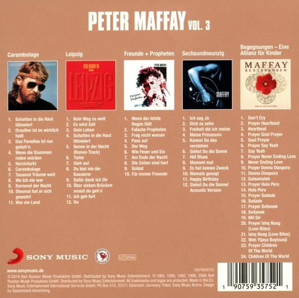 Albumcover mit Bildern von Peter Maffay, Songtiteln und Text.