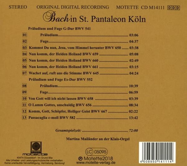 Martina Mailänder - Bach In St.Pantaleon Köln  - (CD)