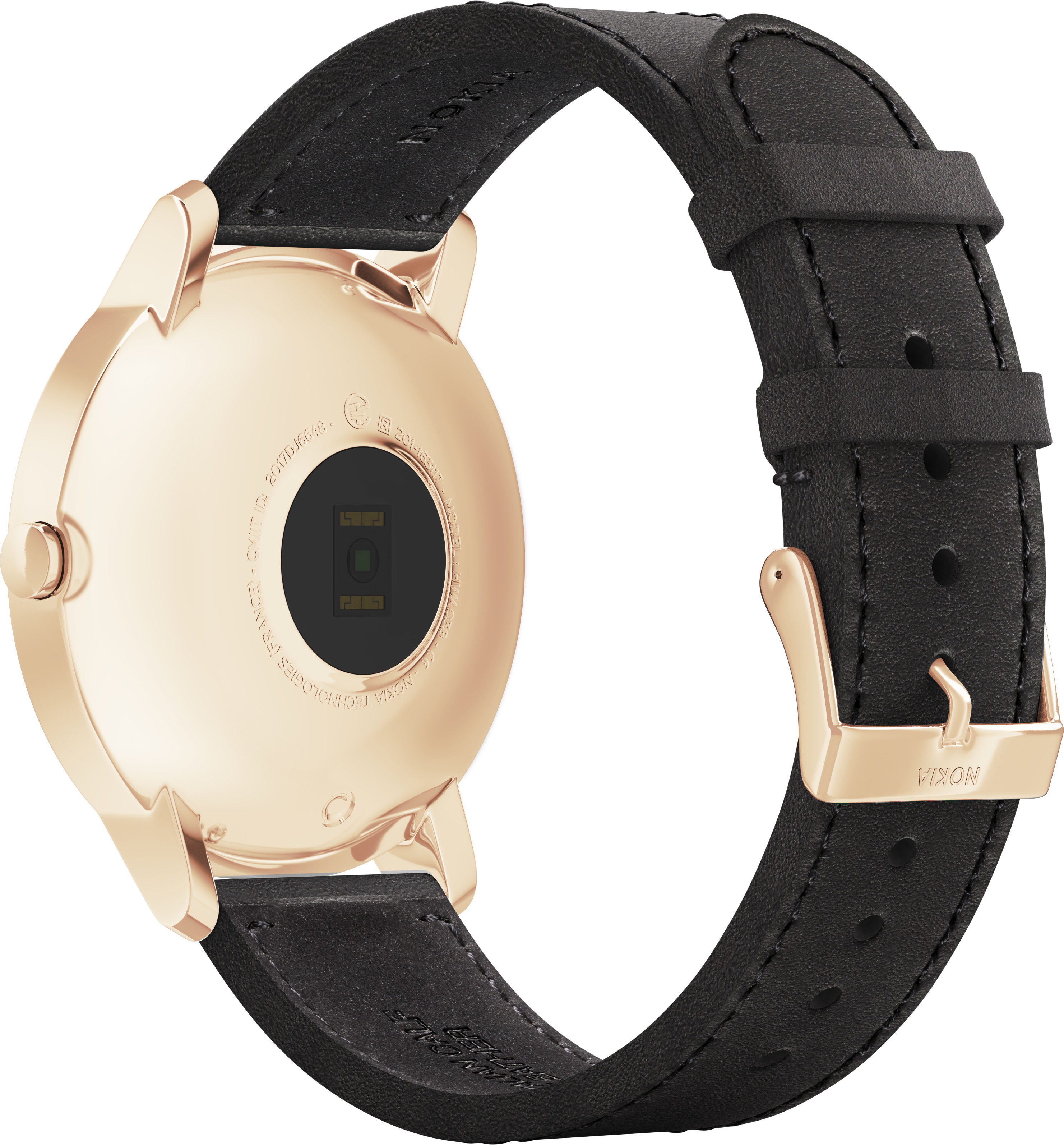 NOKIA Steel HR Fitnesstracker Edelstahl Echtleder, 200 mm, Schwarz