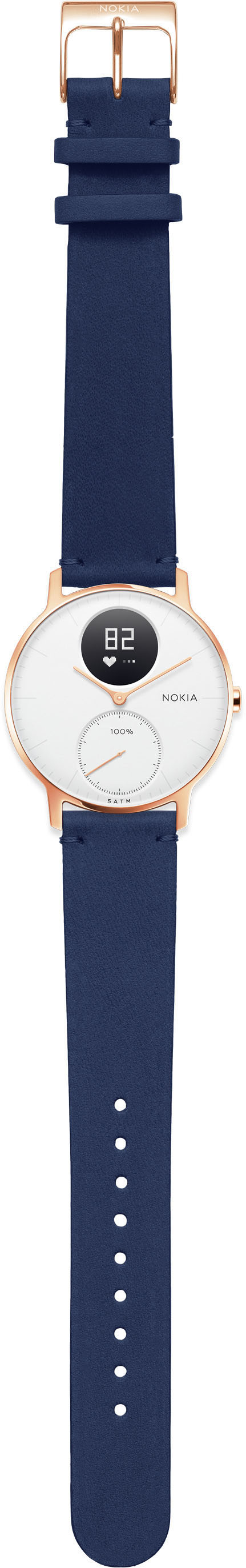 NOKIA Steel HR Fitnesstracker Edelstahl Echtleder, 200 mm, Weiß