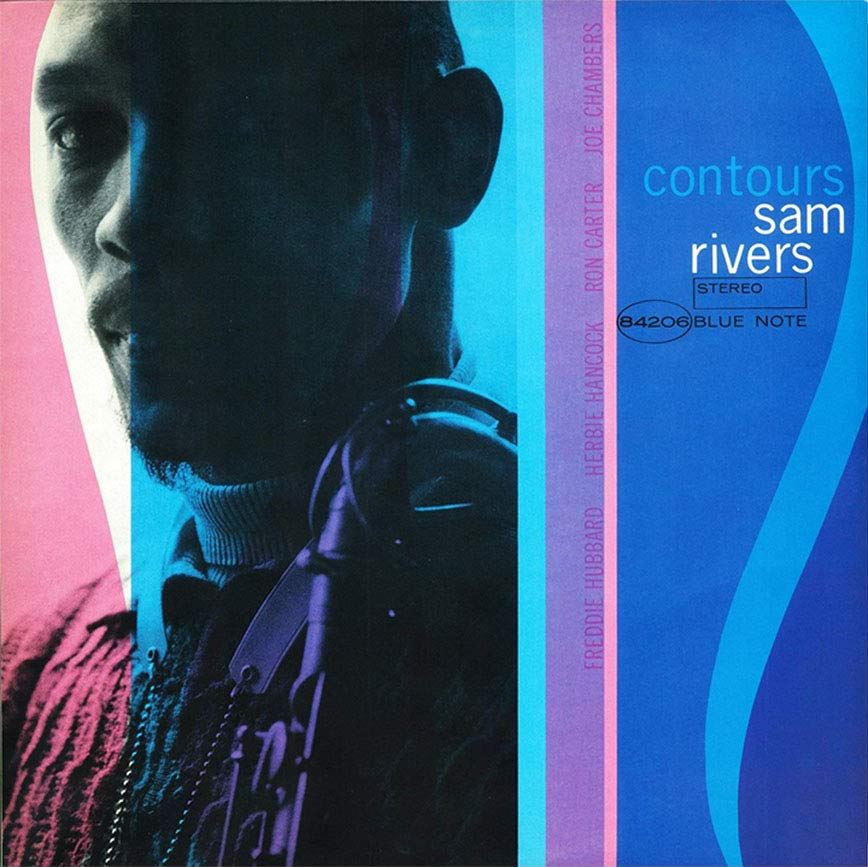 Sam Rivers album borítója. Egy árnyékban lévő arc kék és rózsaszín háttérrel.