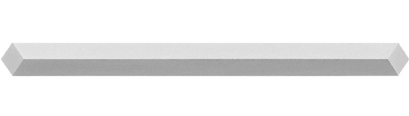 Un objeto blanco rectangular con extremos angulados.