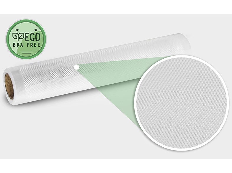Rollo de envoltura de plástico transparente, texturizada, sin BPA con vista ampliada.