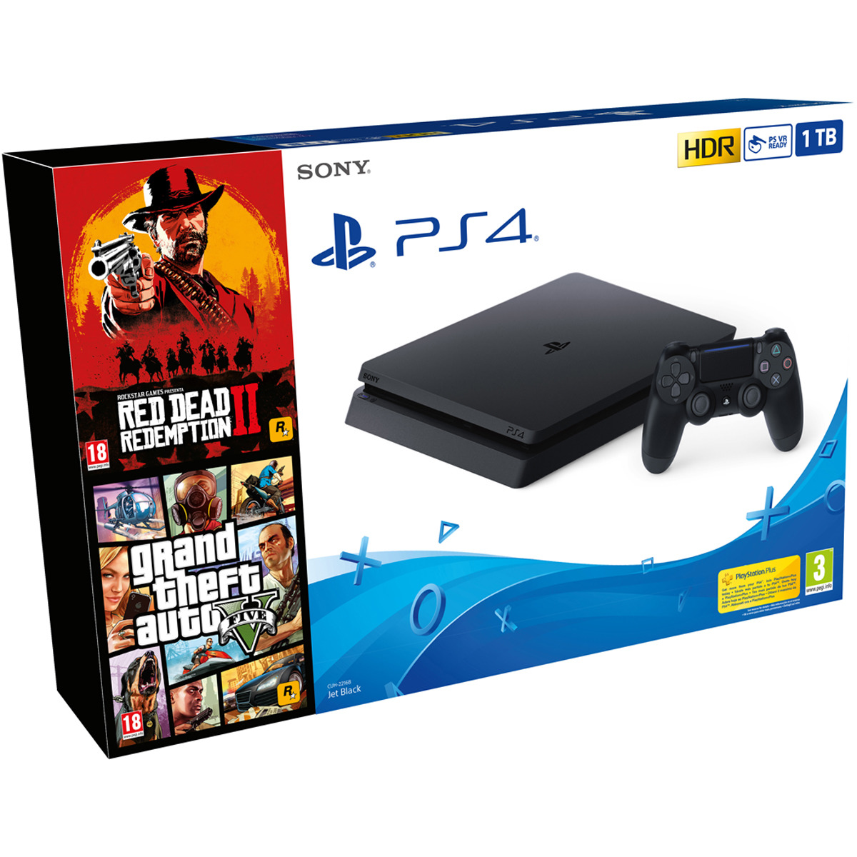 Consola - PS4 Slim de 1 TB + Red Dead Redemption 2 + Grand Theft Auto V
