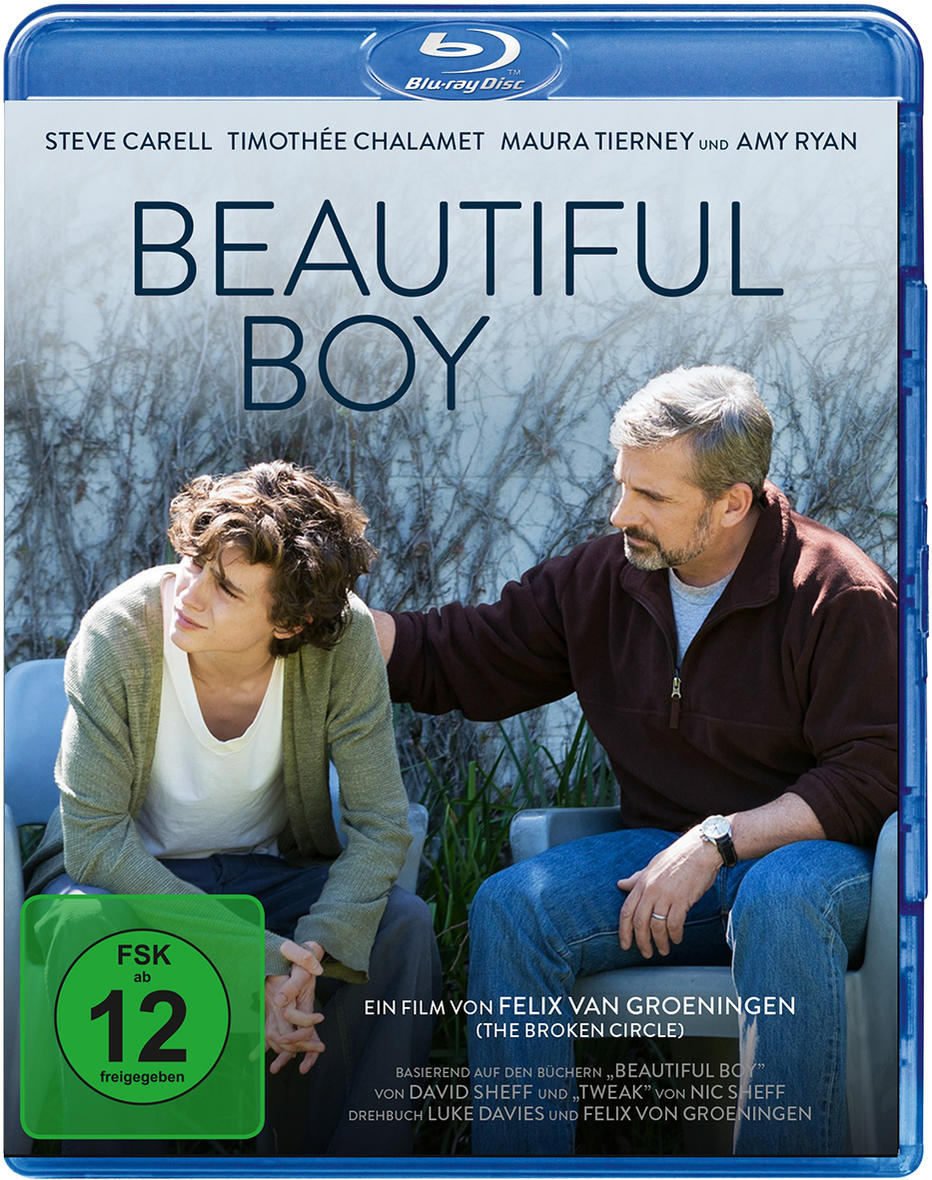 Filmposter mit zwei Personen, einem Mann und einem Jungen. Titel 'Beautiful Boy'.