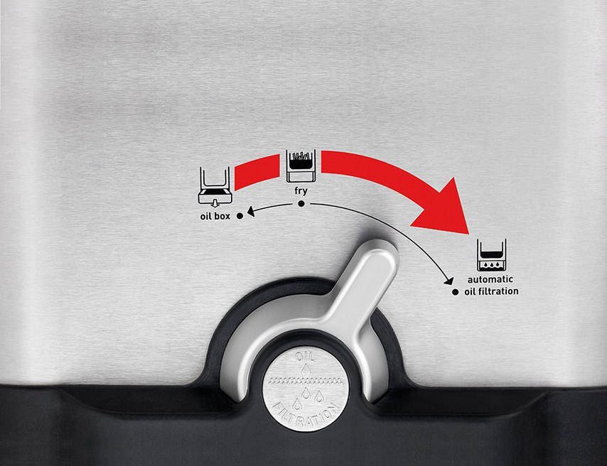 Nahaufnahme eines Ölfiltrationssystems, das den Frittiervorgang zeigt.