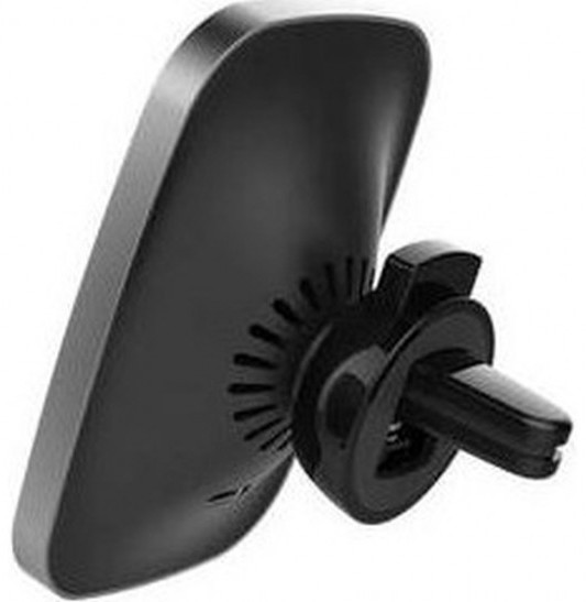 Support de téléphone noir pour aération de voiture avec clip réglable, isolé.