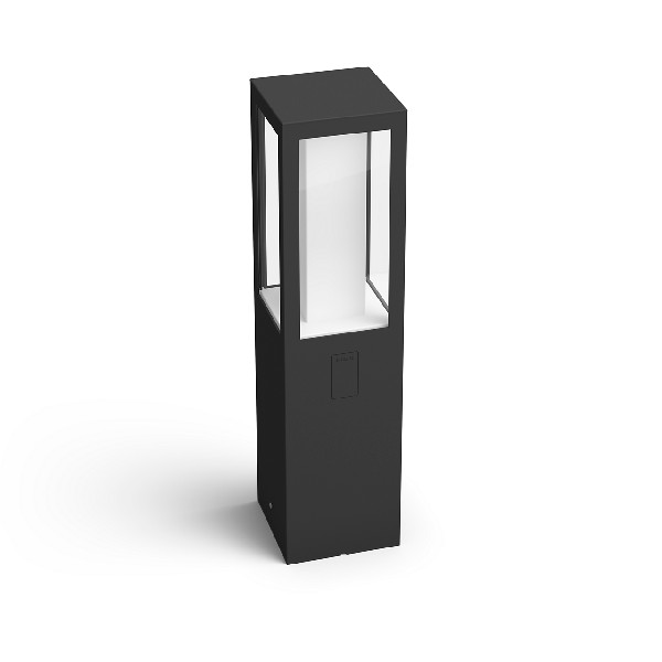 Pedestal sobremuro inteligente - Philips Hue Impress, luz blanca y de colores, LED exterior, Negro