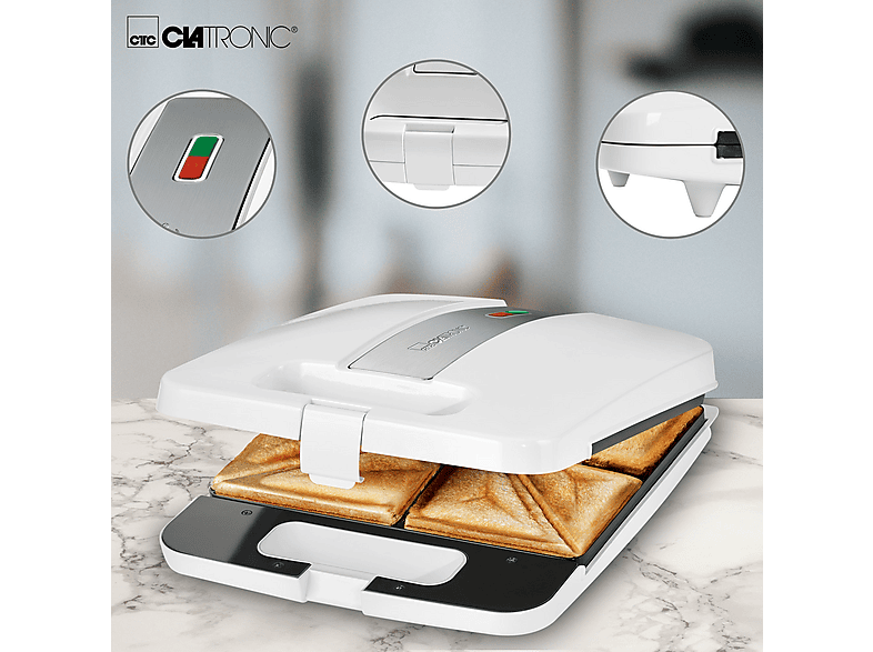 Clatronic ST 3629 Sandwichmaker, Weiß/Inox, 1200 Watt — Foto 4 von 5