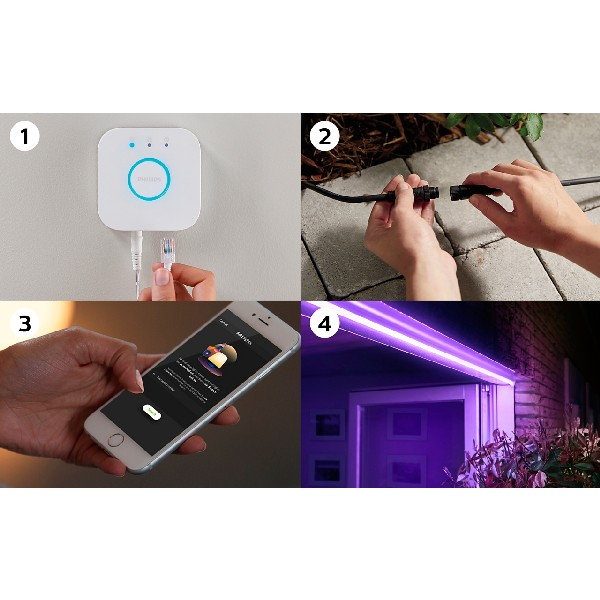 Tira LED inteligente - Philips Hue, 5 Mts para exterior, sumergible (IP67), Silicona, Blanco