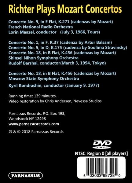 Sviatoslav Richter/Lorin Maazel/French NRO/Barshai - Richter plays Mozart Concertos  - (DVD)