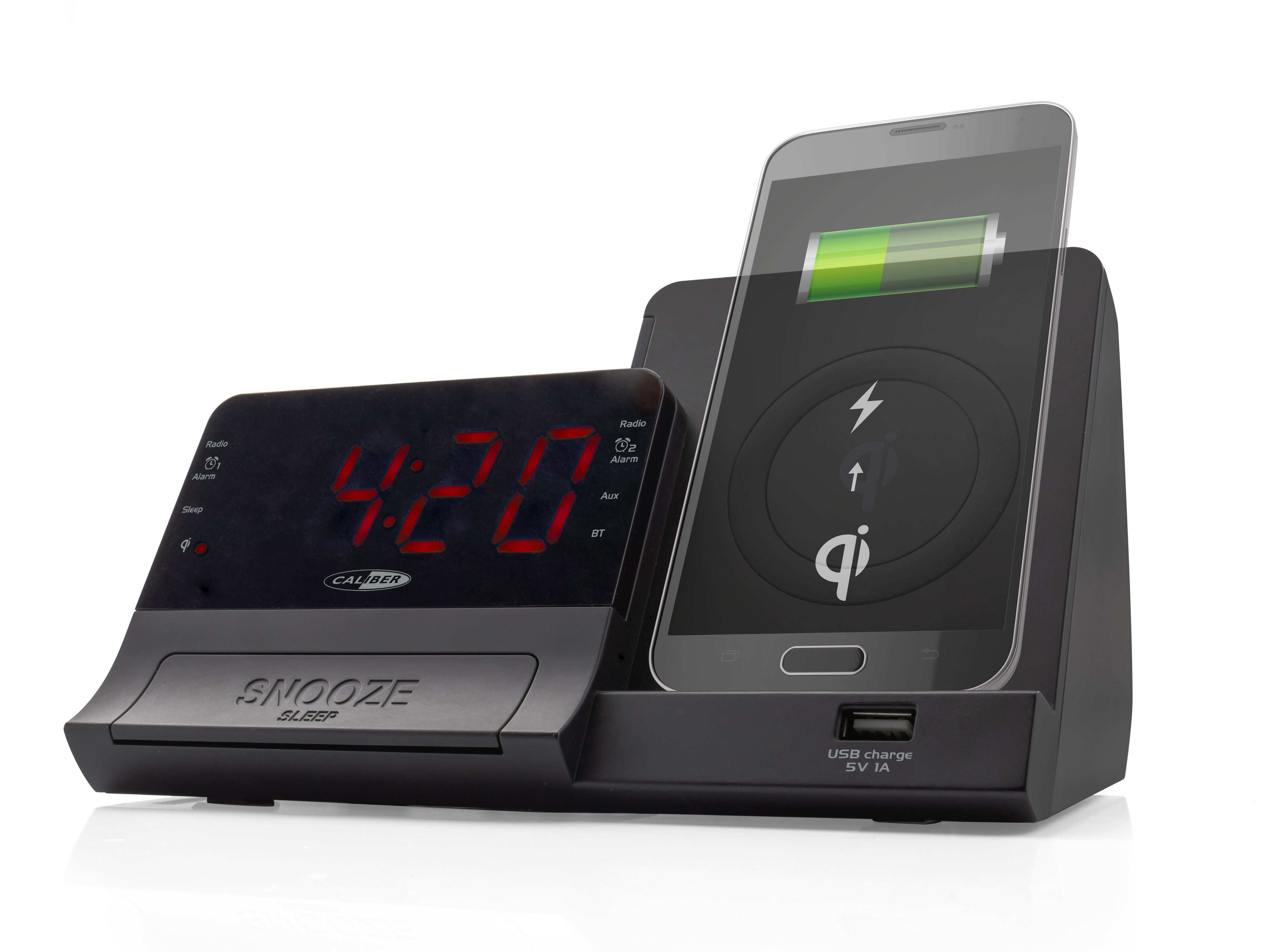 CALIBER HCG012QI-BT Radio-Uhr, FM, Bluetooth, Schwarz